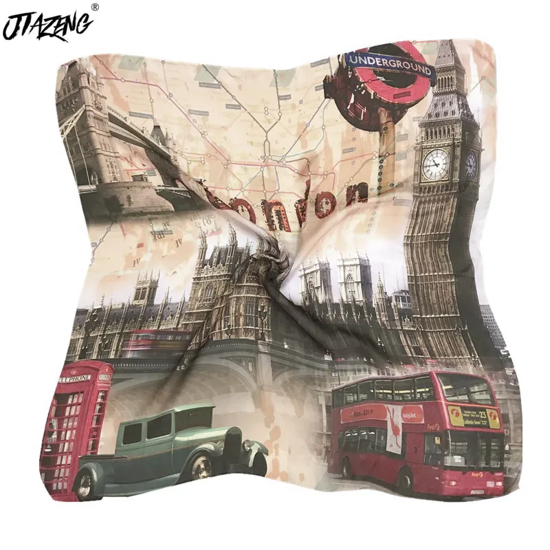 

Architecture London Silk Scarf Women High Quality Head Wrap Luxury Hat Scarf Euramerican fashion Scarf 70*70cm Bandana wholesale