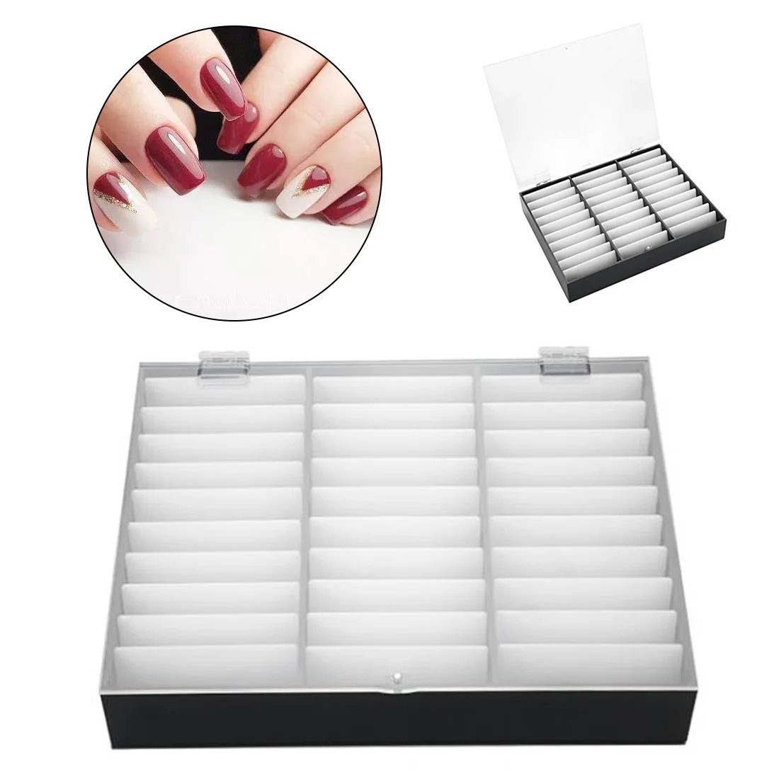 

Fake Nail Tips Storage Box 30 Compartments Nail Art Decoration Container False Nail Display Case Makeup Organizer Storage Box