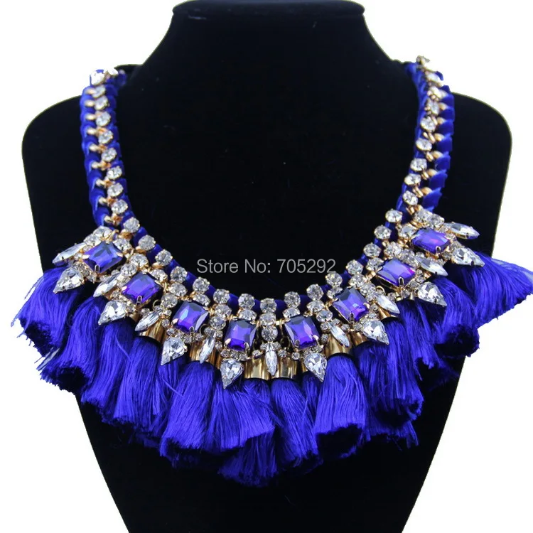 

New Vintage Choker Tassel Gold Crystal Necklace & Pendants Fashion Statement Necklace for Women