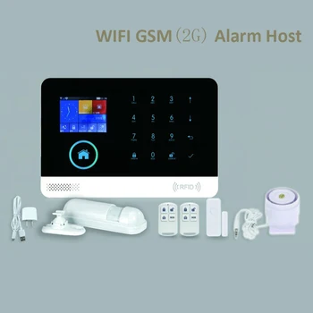 

WIFI GSM Alarm Host LCD Display Touch Keypad 433MHz Support 2G SIM Card Arm Disarm Home Security Alarm System Phone APP Control