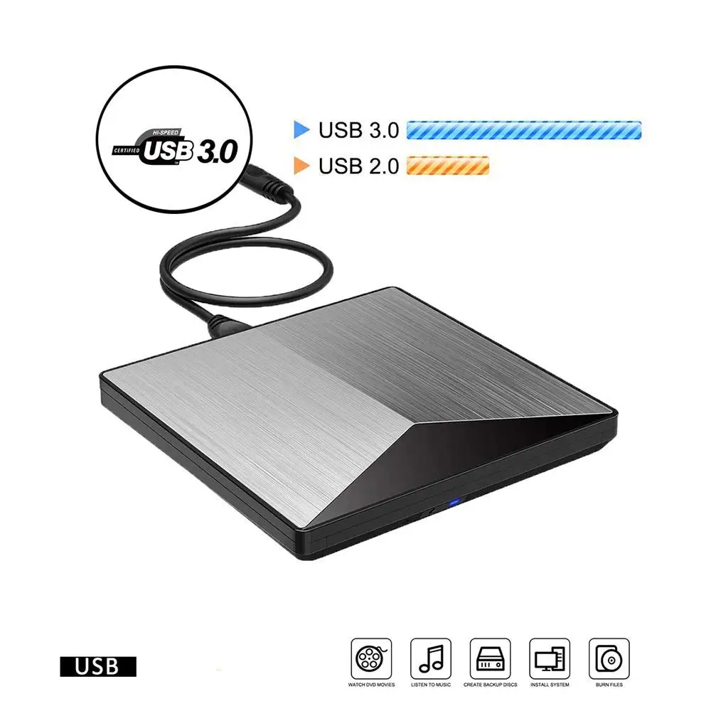 Внешний CD DVD привод горелки плеер USB3.0 ридер оптический привод для Mac OS ноутбука Air iMac Настольный ПК Поддержка Windows10/8/7/XP