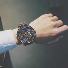 Мужские часы с большим циферблатом Blue Ray, двойной дисплей, армейские, черные, коричневые, кожаный ремешок, стальной корпус, мужские кварцевые часы, наручные часы