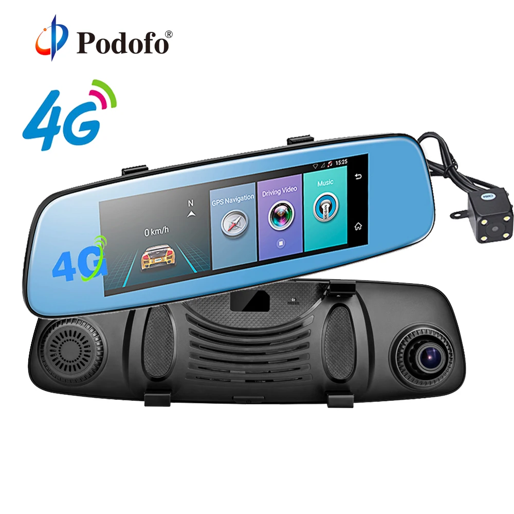 Podofo GPS навигации 4 г ADAS Видеорегистраторы для автомобилей Зеркало заднего вида с