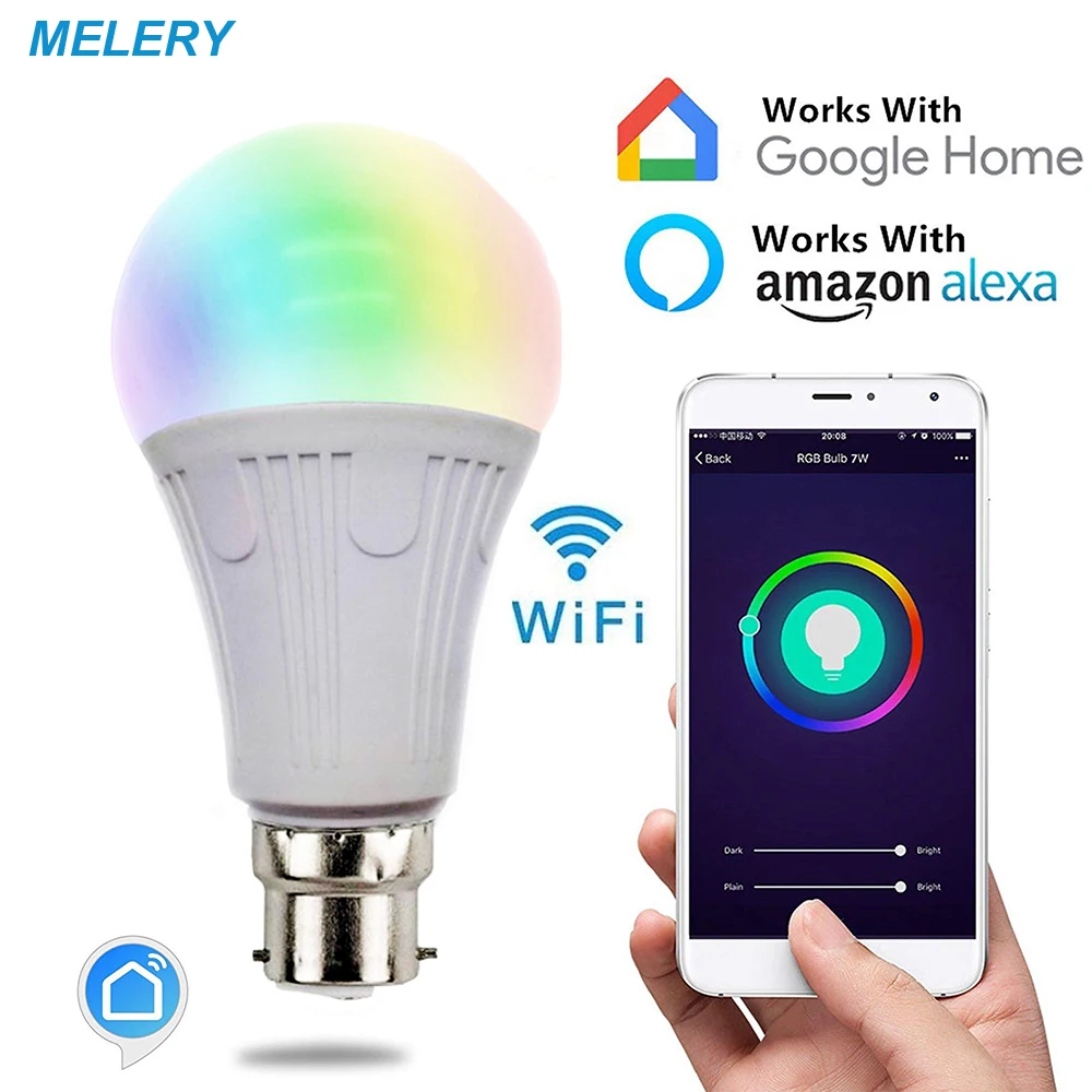 

WiFi Smart Led Light Bulbs B22 A19 Remote Control 7W 70W Cold White 6000K Homekit Lamp Work with Amazon Alexa,Google Assistant