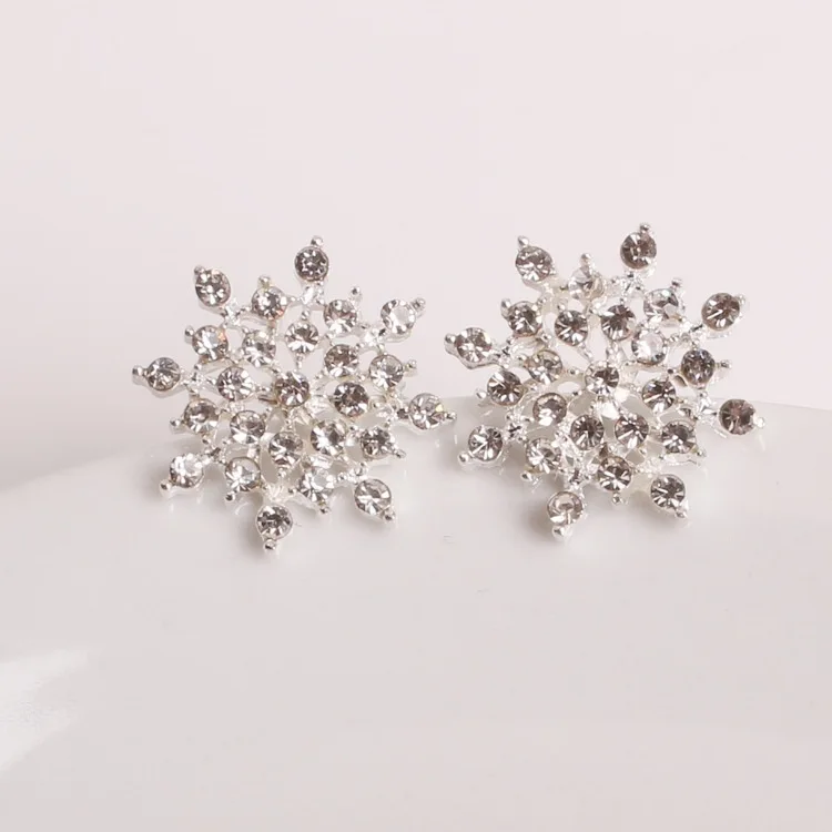 

Star Snowflake Rhinestone Stud Earrings Crystal Gold Silver Earrings Jewelry