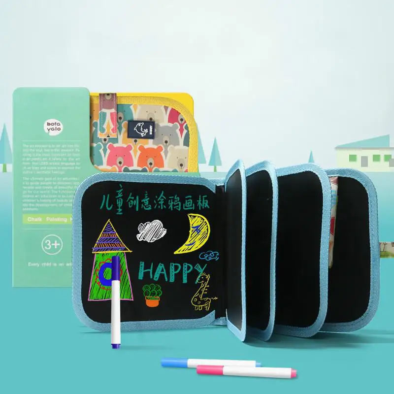 

Children's Sketchpad Graffiti Writing Blackboard Portable Double-sided Blackboard Erasable Chalk Painting Book