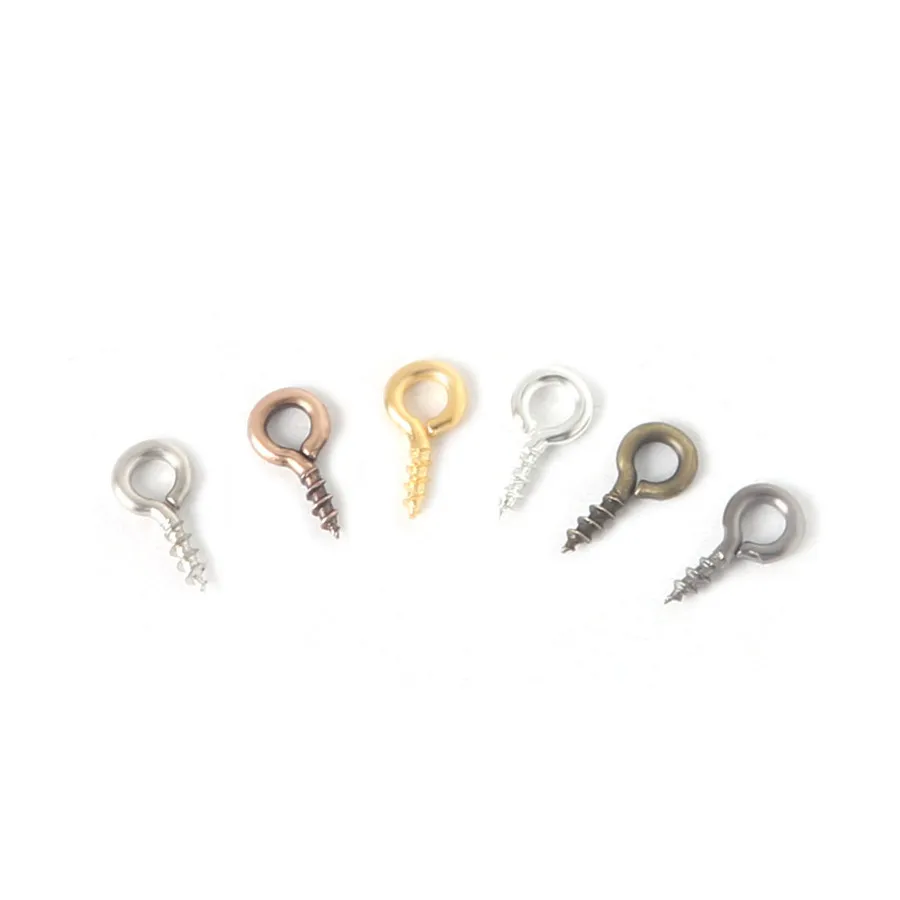

200pcs 4x9mm Mini Eye Screw Hooks Clasps Eye Pin Round Head Ring Self-tapping Thread Hook Pendant DIY Jewelry Making Accessories
