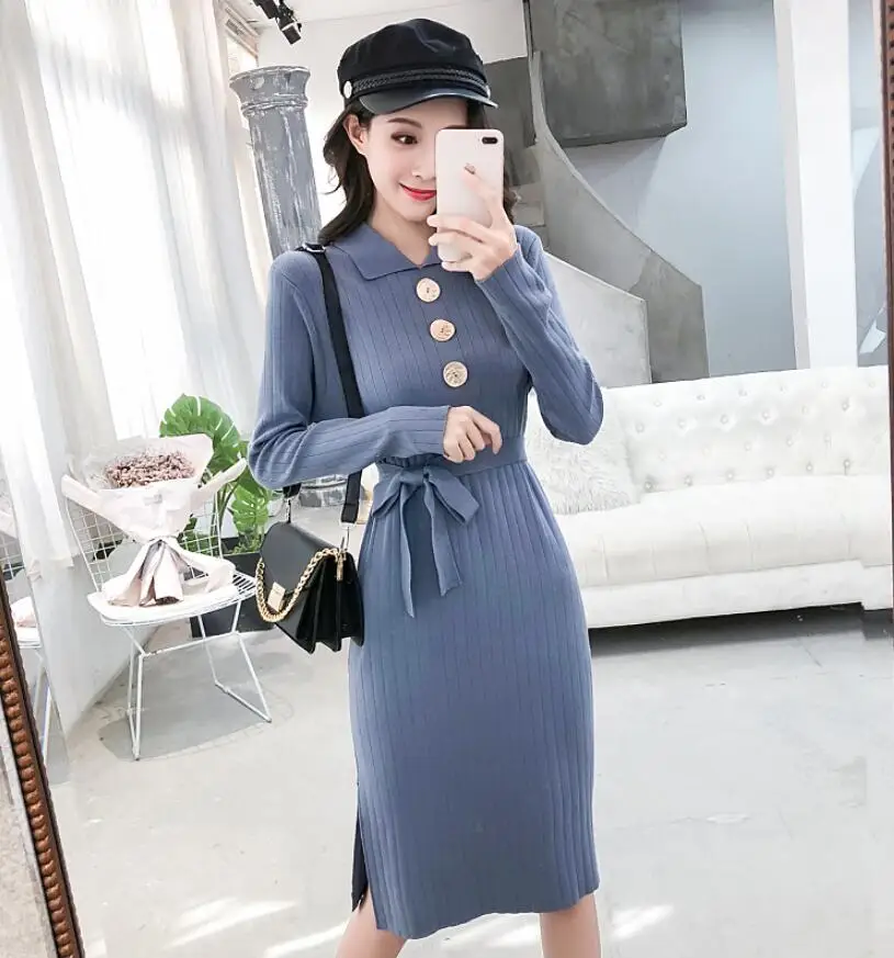 

vestidos Free shiping Summer Hot Sale fashion temperament Peter pan Collar slim Sexy dress women Sweater dress