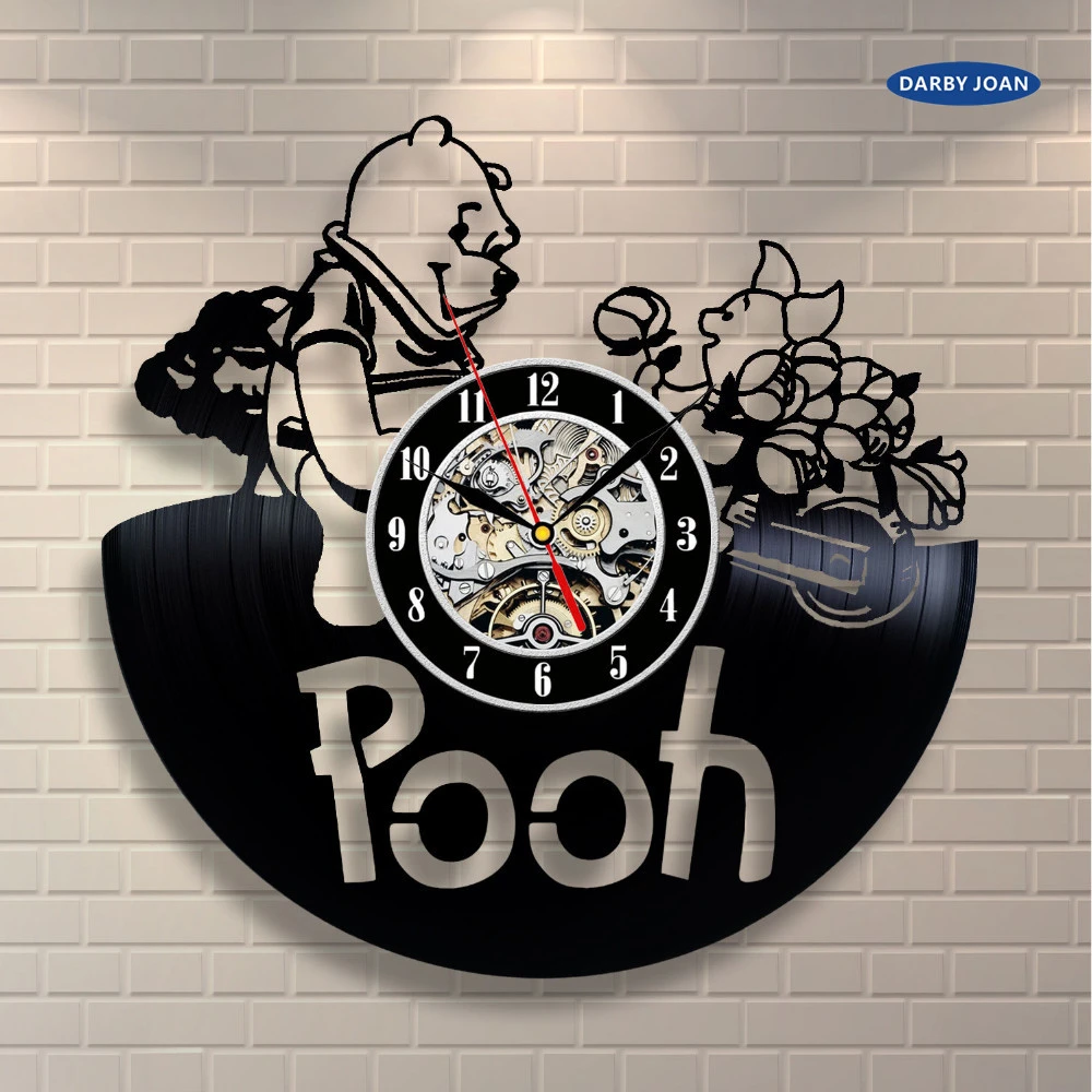 Cd Vinyl Record Wandklok Vintage Winnie De Pooh Cartoon Thema Decoratieve Zwarte Art Horloge Handmake Duvar Saati Home Decor Wandklok Vintage Duvar Saatihome Decor Aliexpress