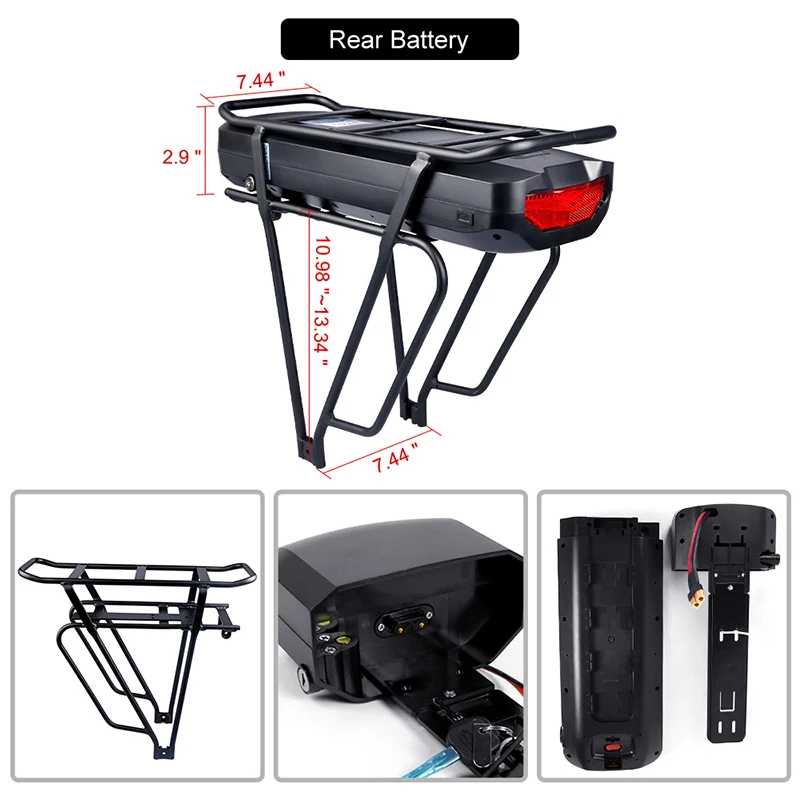 Best Bafang BBS02B 48V 750W Mid Drive Motor Electric Bicycle Conversion Kit 17.5Ah e Bike Rear Rack Battery with Luggage Taillight 23