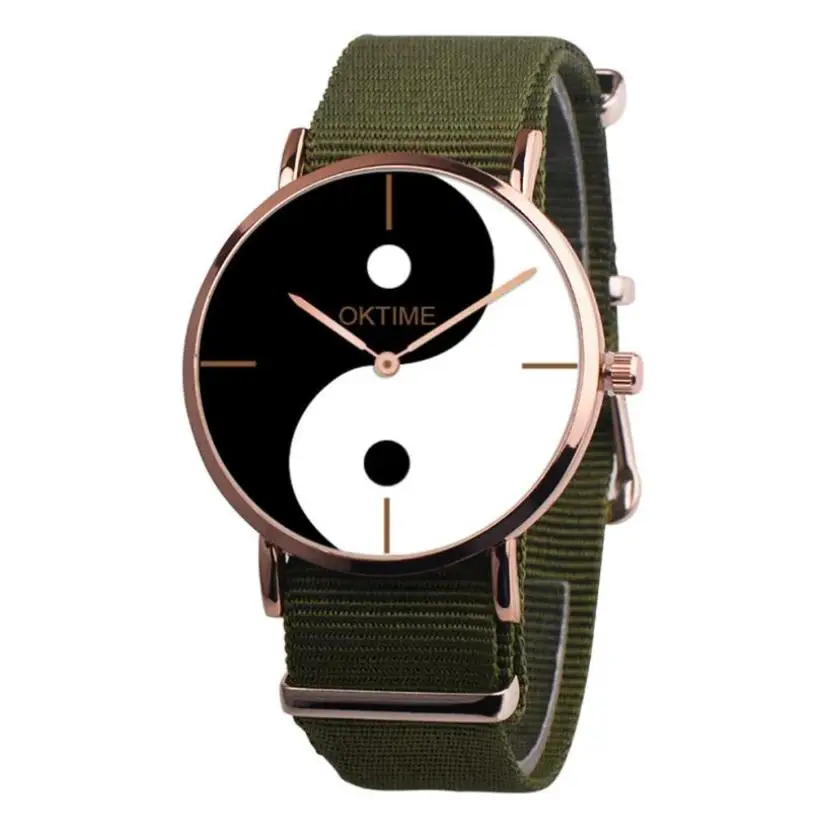 Новые подлинные часы, высокое качество, женские часы, восемь диаграмм, тактика, повседневные, холст, кожа, аналоговые кварцевые часы - Цвет: Green