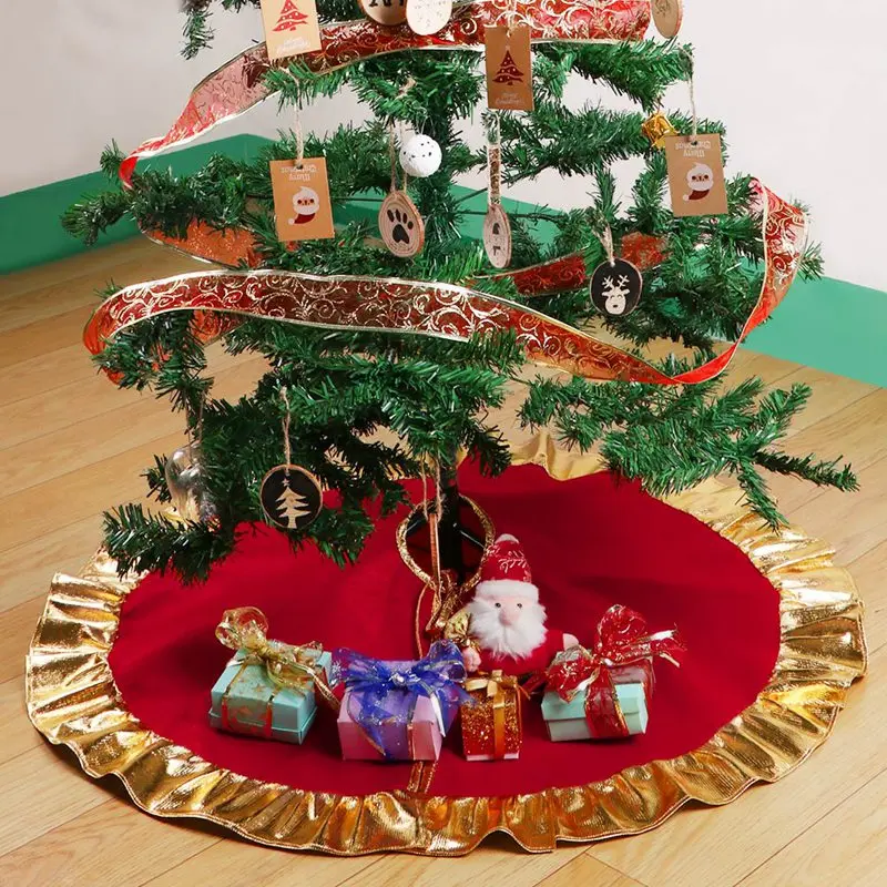 aytai 90cm red christmas tree skirt golden edge gold ruffle bow aytai 90cm red christmas tree skirt golden edge gold ruffle bow cover base decoration xmas tree cover decor new year s products in tree skirts from home