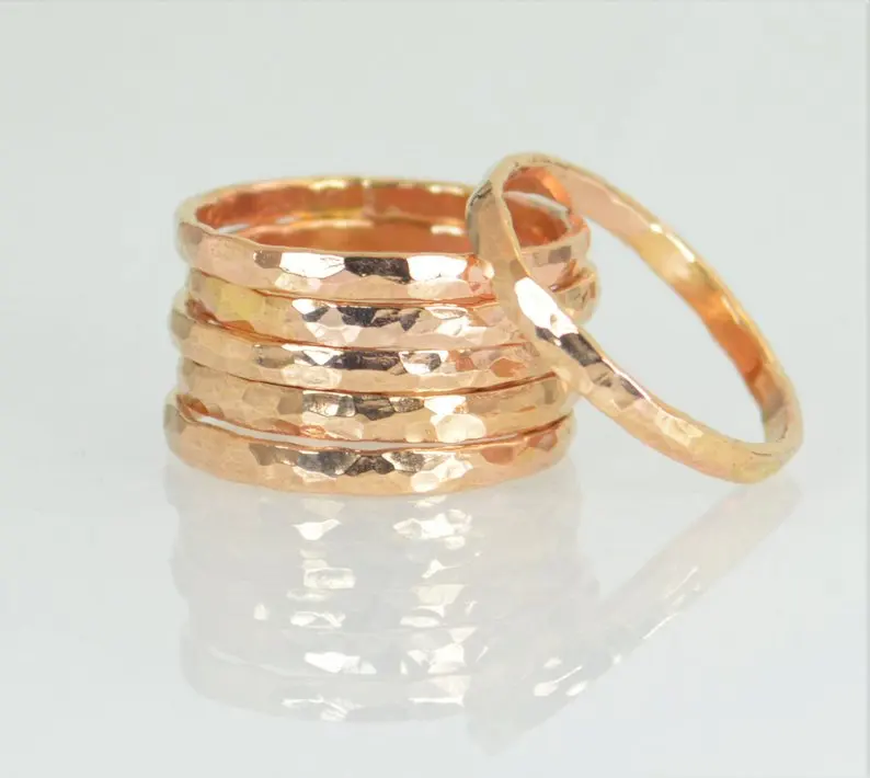 

Thick 14k Rose Gold Filled Stackable Rings14k Rose Gold Filled Stacking Hammered Ring Rose Gold Band Thumb Rings Simple Rings
