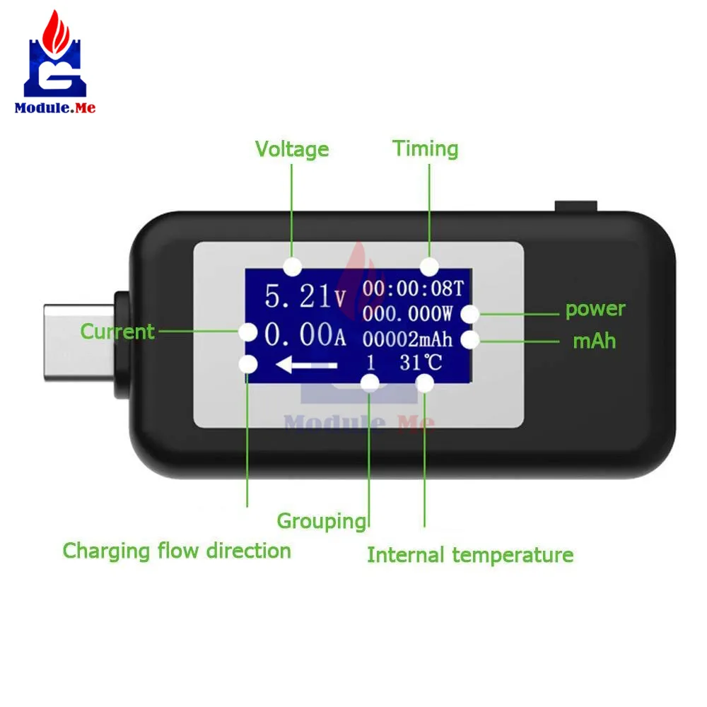 Тип-c Многофункциональный тестер цифровой дисплей Вольтметр Амперметр измеритель мощности термометр USB зарядное устройство детектор тип-c тестер