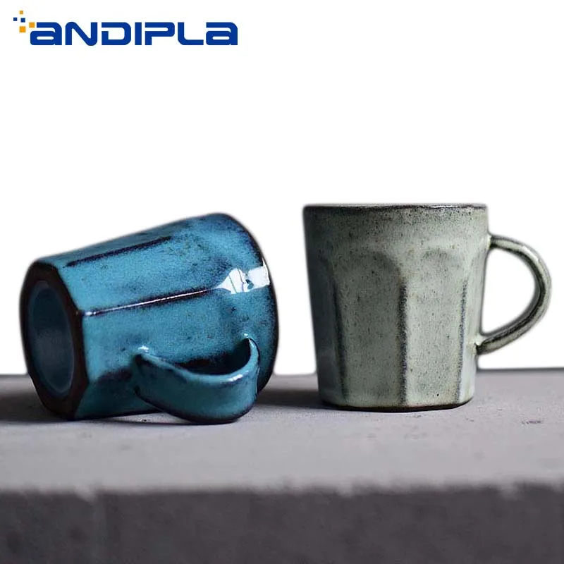 

300ml Vintage Japanese Style Coarse Pottery Mug Ceramic Water Cup Fruit Juice Milk Tea Cups Cafe Drinkware Retro Home Decoration