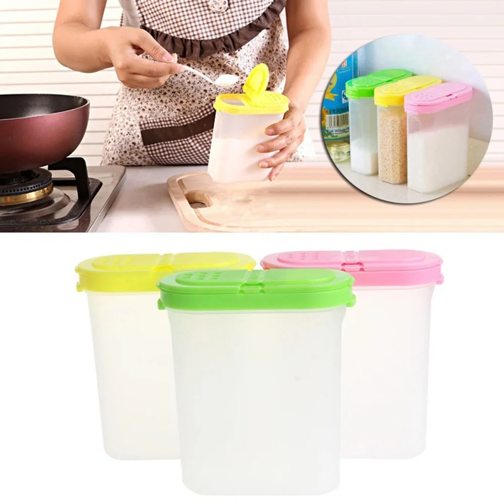 Spice Jar Seasoning Box Double Jars  Kitchen Spice Storage Bottle Jars Transparent Salt Pepper Cumin Powder Box Kitchen Tools