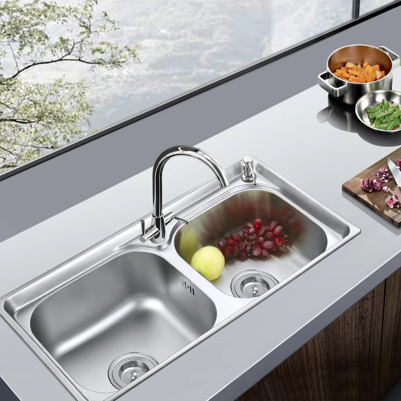 

Kitchen Faucet Double Handle Round Bathroom Swivel Sinks Wall-in Mix Water Taps #Aug.26