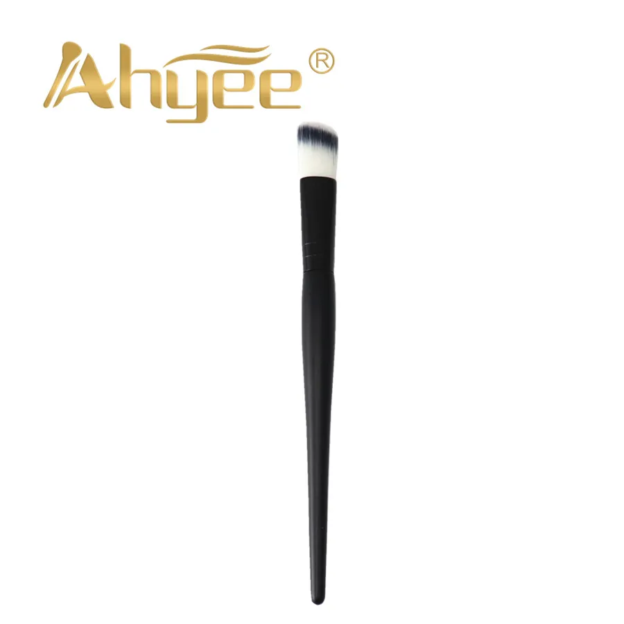 

Ahyee New 1 PCS Angled Concealer Brush Black Wood Handle Aluminum Ferrule Synthetic Hair Dense Soft Foundation Make up Tool