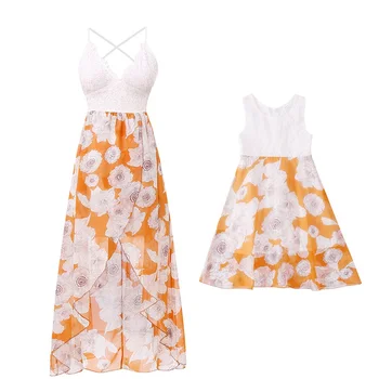 

Mom and Baby Mother Daughter Dresses Flower Lace Sister Outfits Mother and Daughter Matching Clothes Family Look Wedding Dress