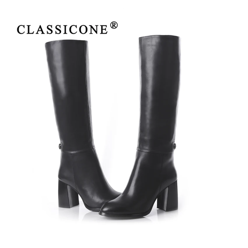 Hasta Altos De Classicone Estilo Negro Caliente Invierno Moda Genuino Marca Sexy Cuero Botas Zapatos Mujer Tacones La Lana Rodilla Diseñadores Nieve qwxBw7Y