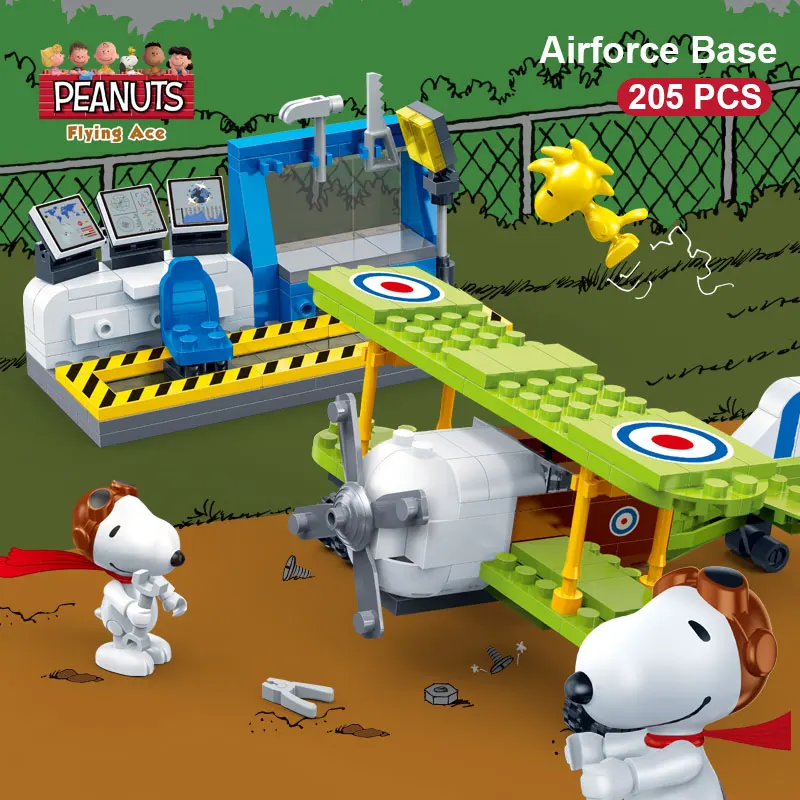 BanBao 7522 Snoopy IP арахис фигурка ВВС база Воздушный самолет Строительные блоки DIY