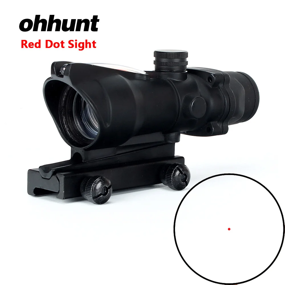 Ohhunt 1x32 Красная Зеленая точка зрения Охота реальный оптический Волокно область Стекло гравированный сетка тактический прицел для винтовки - Цвет: Black-Red Dot