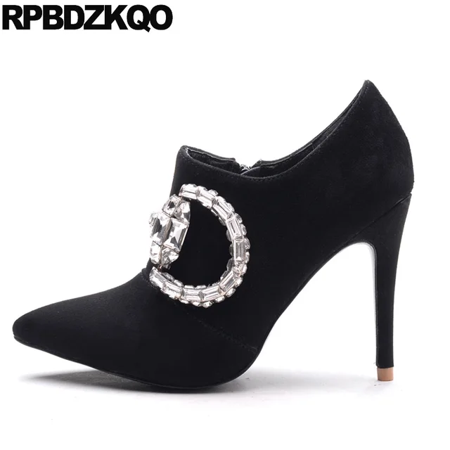 Women's Unique High Stiletto Heels Pointed Toe Slip On Short Ankle Boots Wedding Booties Women's Unique High Stiletto Heels Pointed Toe Slip On Short Ankle Boots Wedding Booties
