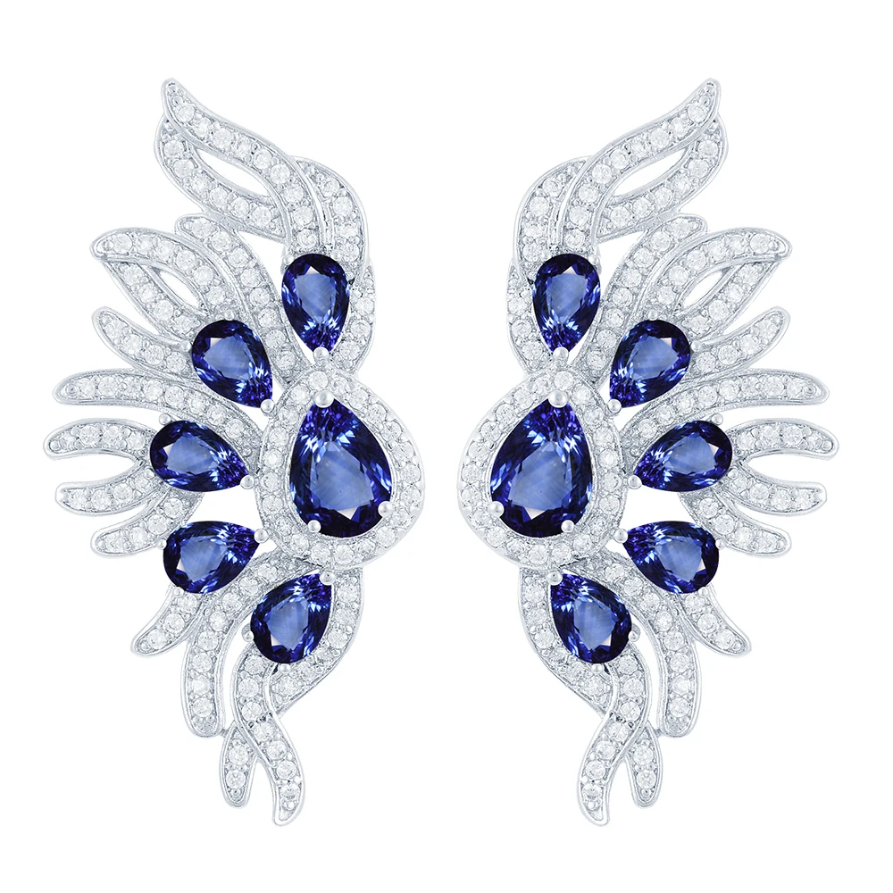 

GODKI 45mm Angel Wing Luxury Colorful Full Micro Cubic Zirconia Pave Women Wedding Bridal Party Engagement Earring