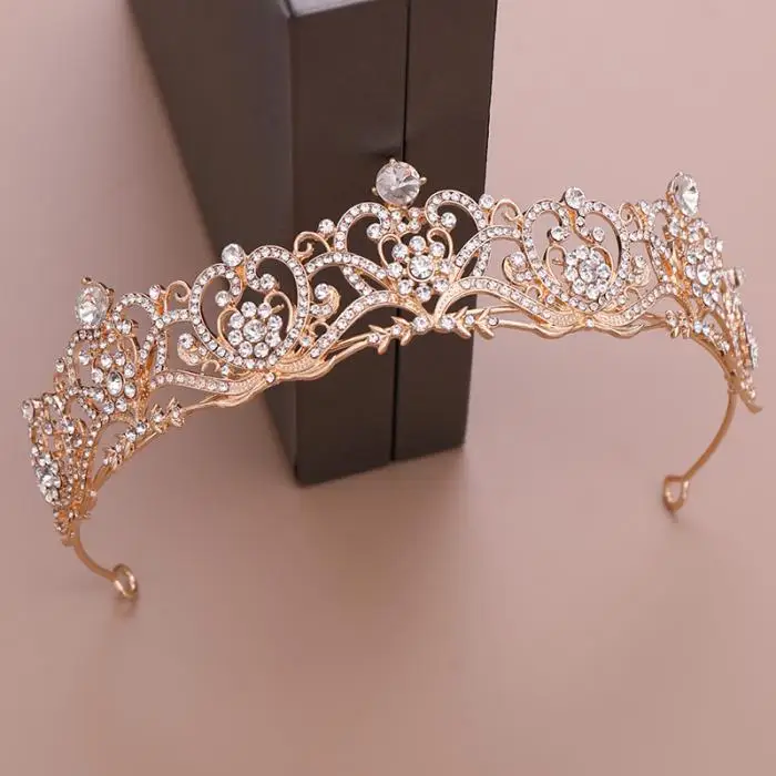 FORSEVEN Принцесса Кристалл Диадемы и повязка в виде короны для женщин невесты выпускного вечера Корона Свадебная вечеринка украшения для волос аксессуары