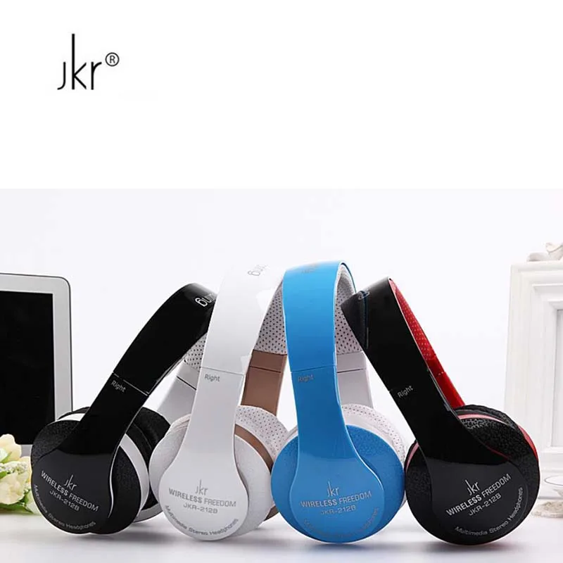 2017 Newest Jkr 212b bluetooth wireless headsets with portable microphone portable headphone tf card music holder fm for ipod mo