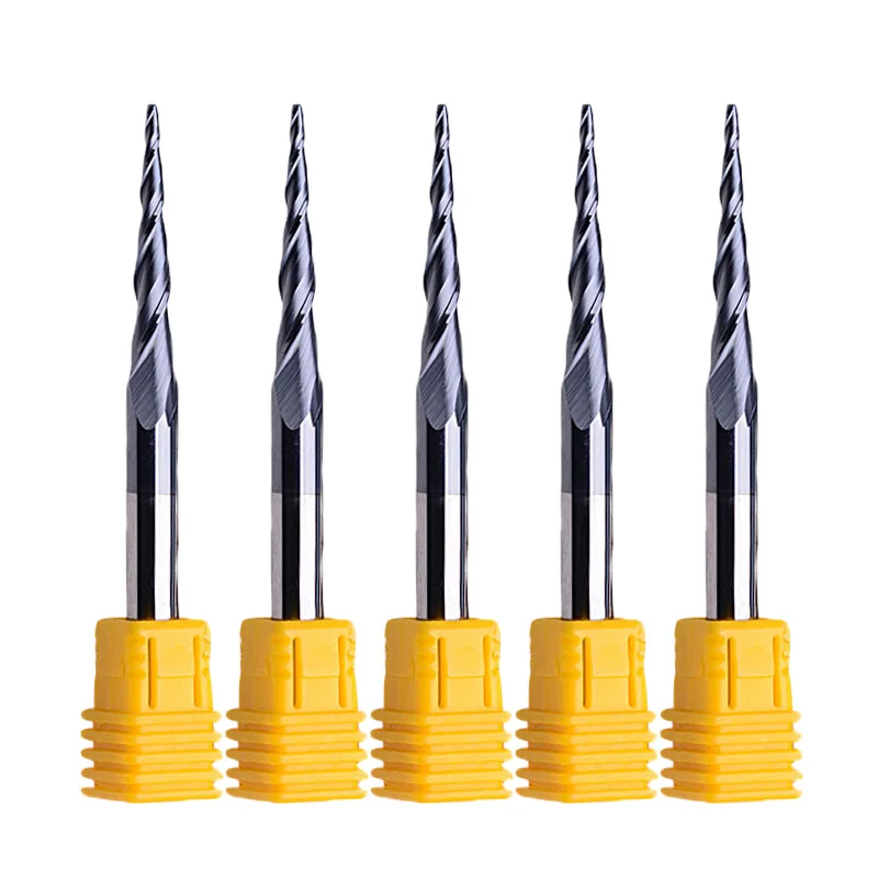 

5pcs HRC55 R0.75 2 Flute 6MM Shank Carbide Tapered Ball Nose End Mill CNC Tools