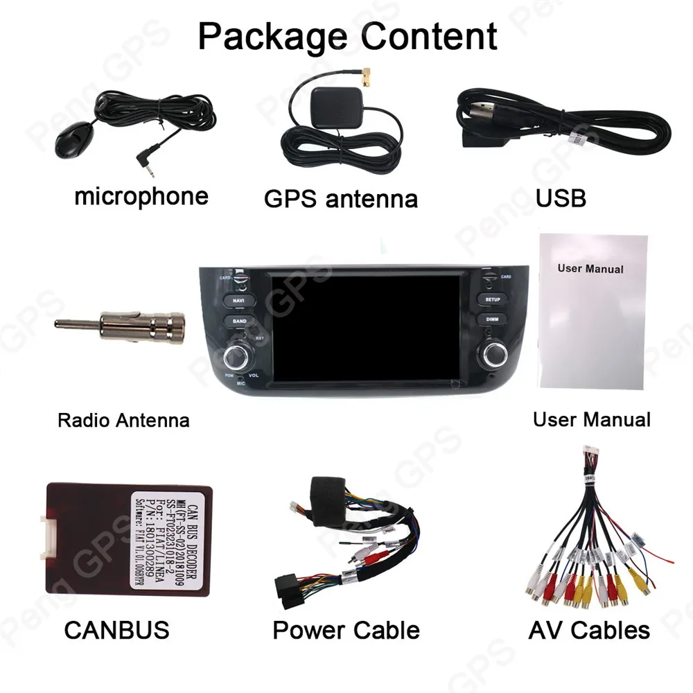Top 8 Core 2 Din Car Radio Android 9.0 for Fiat Punto 2009-2015 Linea 2012 + GPS Navigation CD DVD Player Autostereo Multimedia Unit 8