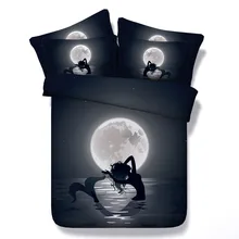6 Parts Per Set Bed Sheet Set Beautiful Cartoon Mermaid in the Moonlight