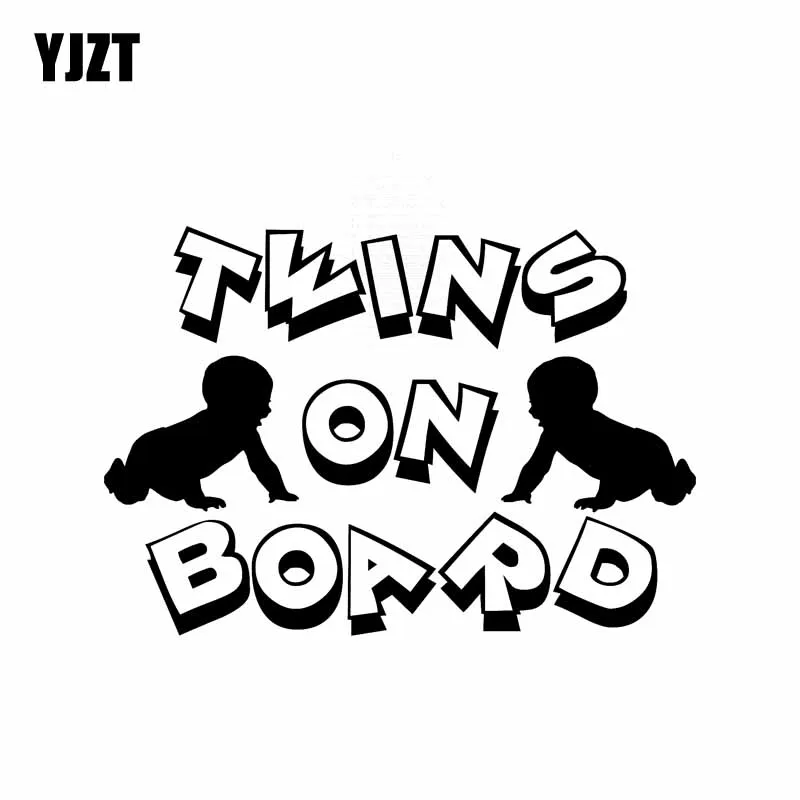 

YJZT 17.8CM*12.3CM TWINS ON BOARD Sticker Car Decals Vinyl Personality Baby Sign Black/Silver C10-00702