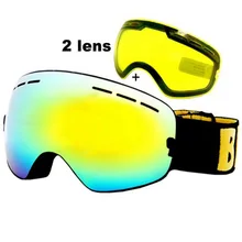 Anti-fog Ski Goggles UV400 Ski Glasses Double Lens Skiing Snowboard Snow Goggles Ski Eyewear With One Brightening Lens