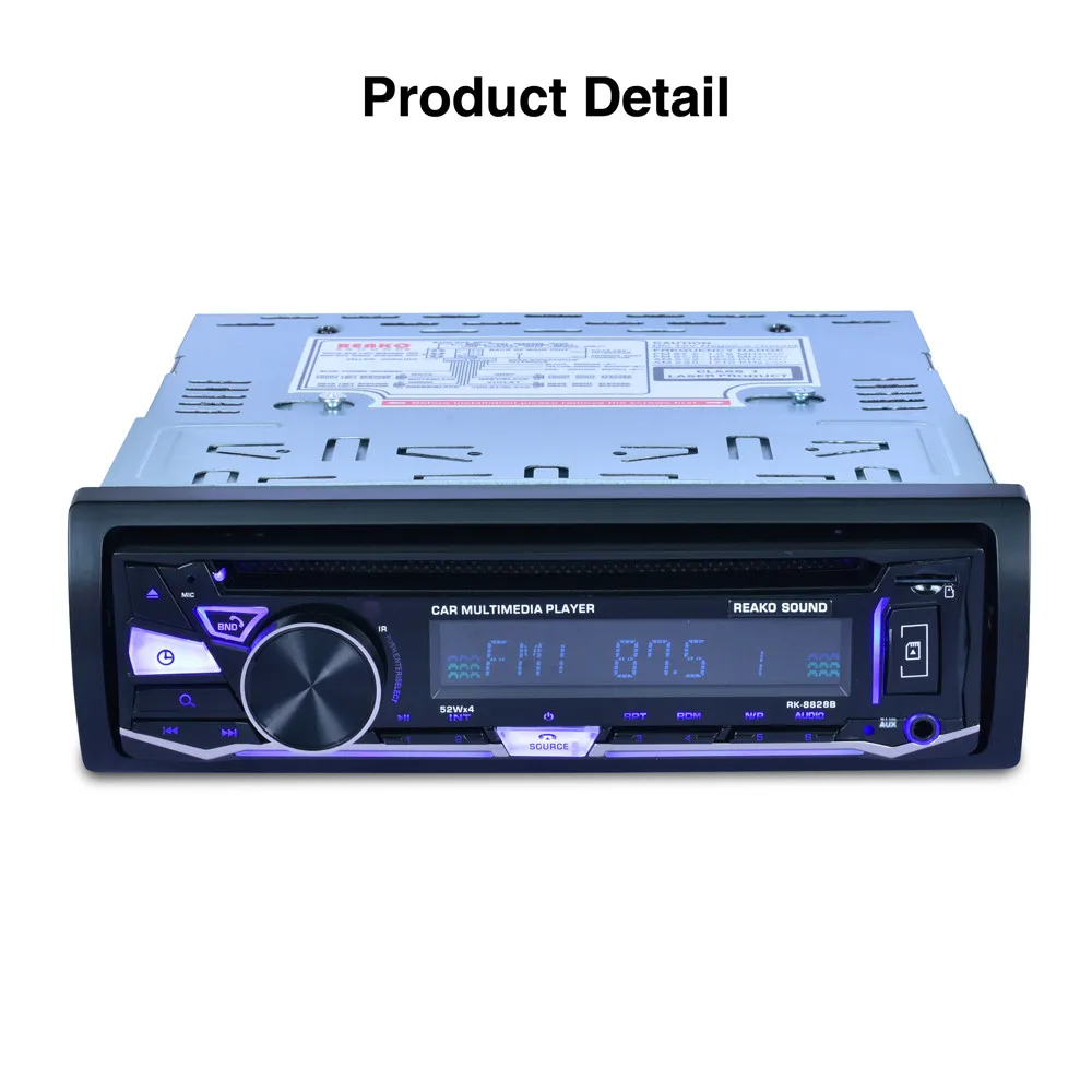 

Bluetooth Car Audio Stereo FM DVD CD MP3 Player Receiver USB SD AUX Input 8828B Mini SD Card Slot Electronic Anti-Shock