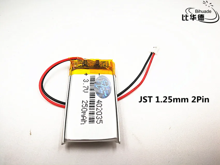 10 шт JST 1,25 мм индивидуальные хорошего качества 3,7 V, 250 mAH, 402035 полимерный литий-ионный/литий-ионный аккумулятор для игрушки, POWER BANK, gps, mp3, mp4