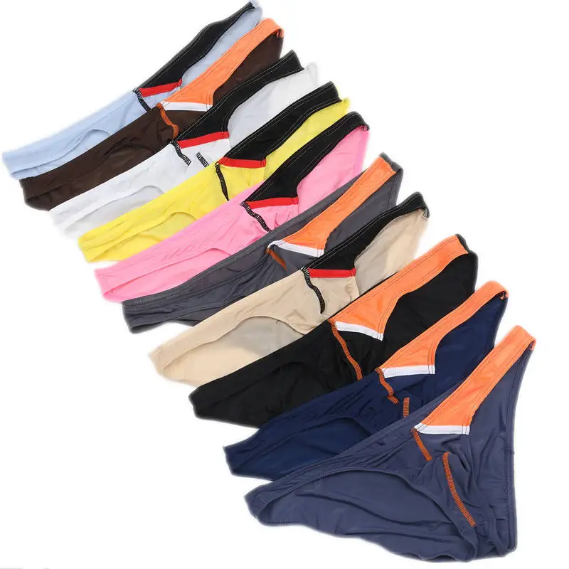 

Wholesale 10pcs/pack Men's Sexy Underwear Panties Briefs Ultra Thin Breathable Ice Silk Male Underpants Triangle Pants M-XXL