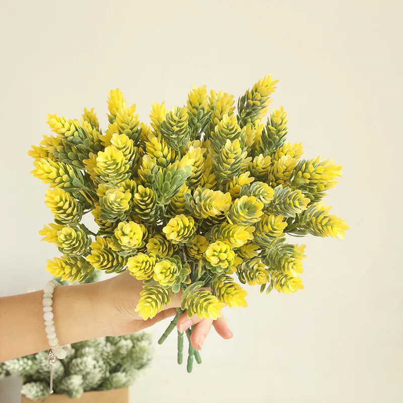 

Artificial Plastic Pinecone Flowers Branch Fake Flower Bouquet for Home Wedding DIY Decoration