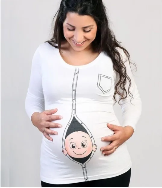 Подростковая одежда для беременных, осенняя забавная футболка с длинным рукавом размера плюс, футболка для мам, топы для беременных, Большие футболки для беременных женщин