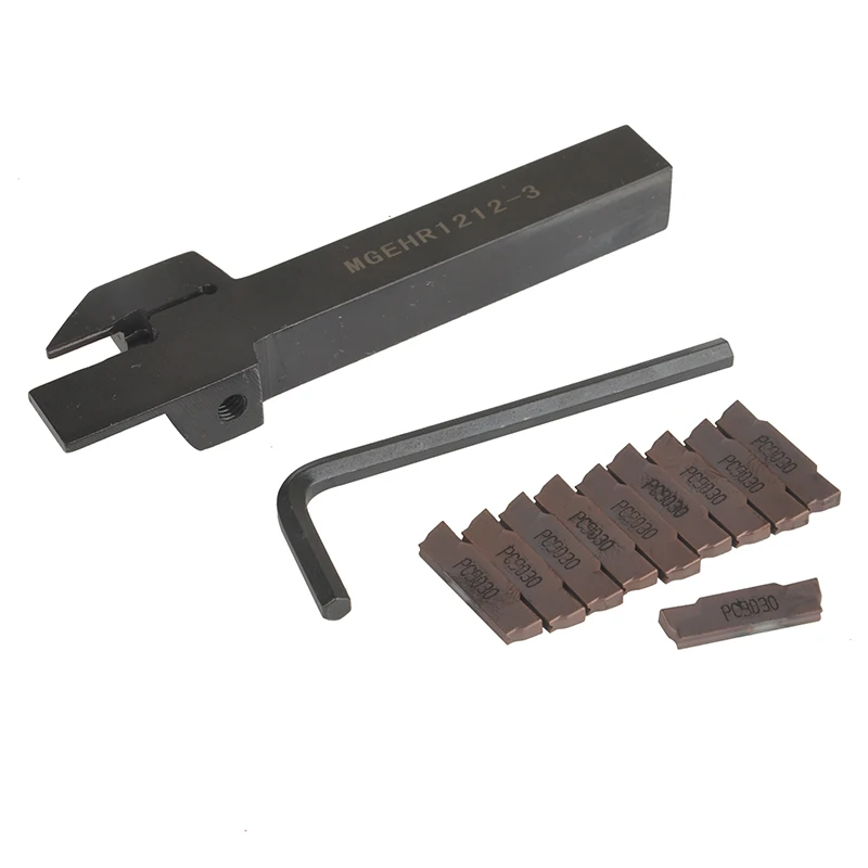 

10pcs High Quality MGMN300 Inserts +MGEHR1212-3 Boring Bar Holder For Lathe Grooving Parting Tool