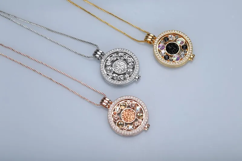 Новое ожерелье Подвески 33 мм Монеты диск подходит 35 мм монетница Женская мода ювелирный дизайн оболочка нержавеющая сталь цепь розовое золото