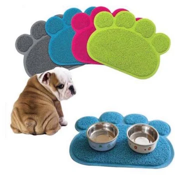 

30cm*40cm Pet Dog Puppy Cat Feeding Mat Pad Cute Paw PVC Bed Dish Bowl Food Water Feed Placemat Wipe Clean Pet Supplies