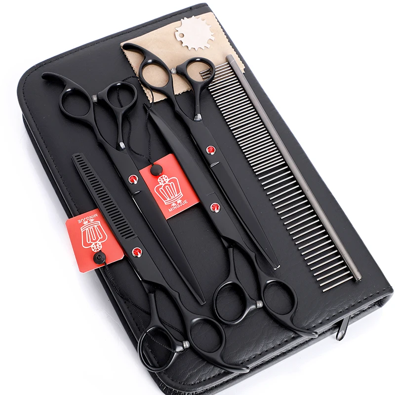 

7.0 inch Pet Scissors Dog Grooming Scissors 4pcs Set Cutting & Thinning & Curved Shears Sharp cat scissors Hair Cutting Kit