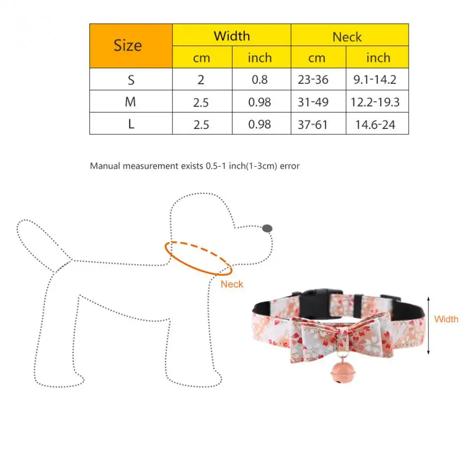 С цветочным принтом животное ошейник с галстуком-бабочкой колокол модные и привлекательные животное ошейник для кошек маленький средний