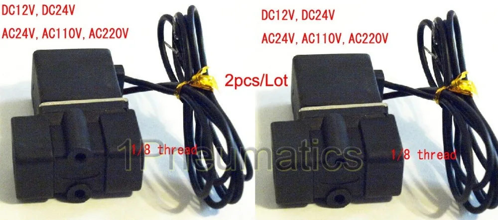 

Free Shipping 2PCS/Lot 2 way Pneumatic Plastic Mini Solenoid Valve 2P025-06 Port 1/8" DC12V w Wire Lead