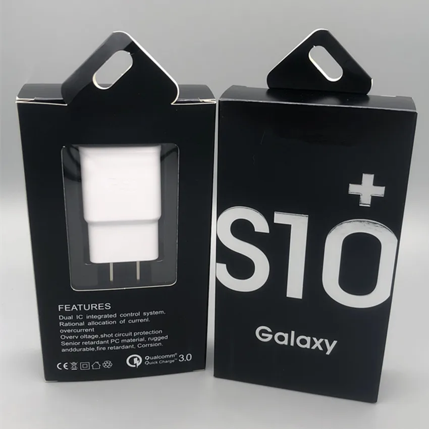 

2 in 1 set original US/EU plug Fast charger adapter Wall Charger for Samsung S10 S10e Plus + 1m USB Type C cable with packaging