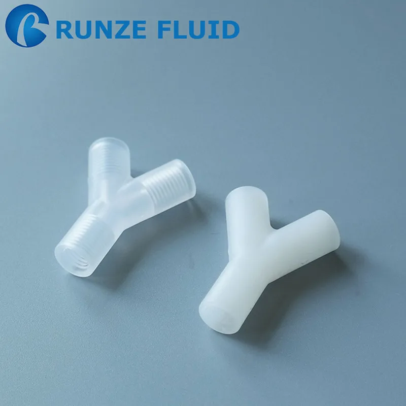 PP PTFE Y connector 1/4 28UNF Female Teflon Tube Connectorin Pipe
