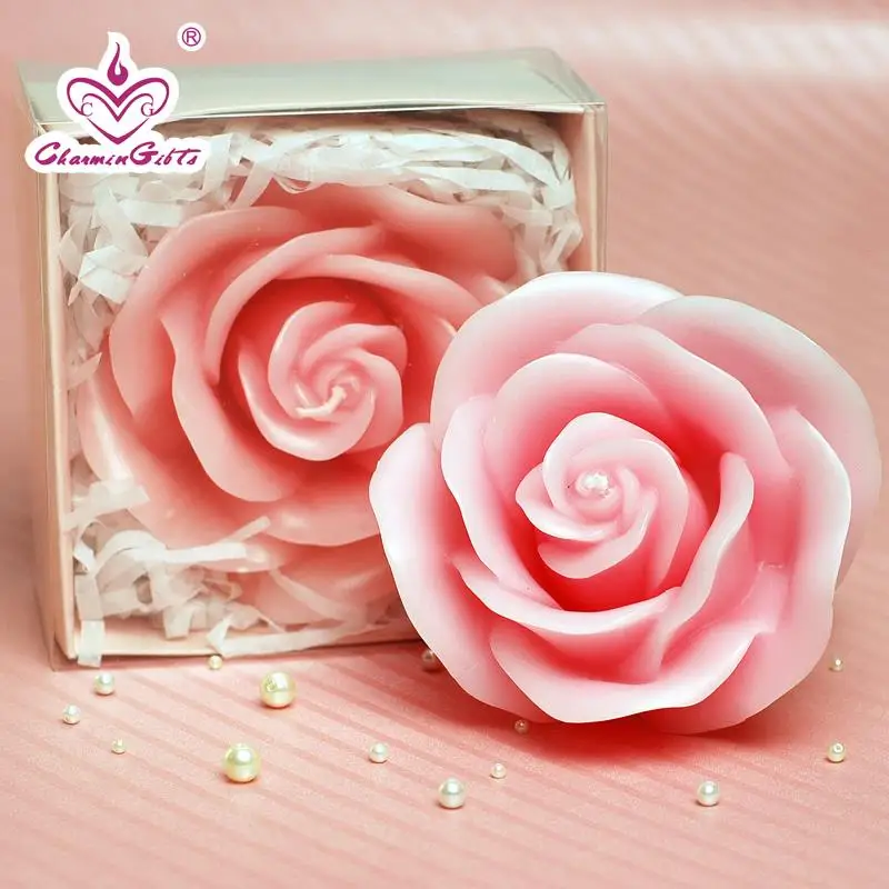 Pink Rose Candle wedding bridal shower party favor birthday gift present novelty bridemade girl valentine day