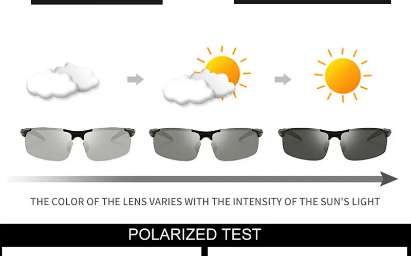 Фотохромные поляризационные полуоправы солнцезащитные очки водителя Rider спортивные очки эффект хамелеона цвет солнцезащитные очки для мужчин и женщин 8177